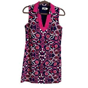 VINEYARD VINES Commodore Pink Blue White Preppy Palm Print Lined Dress Size 2